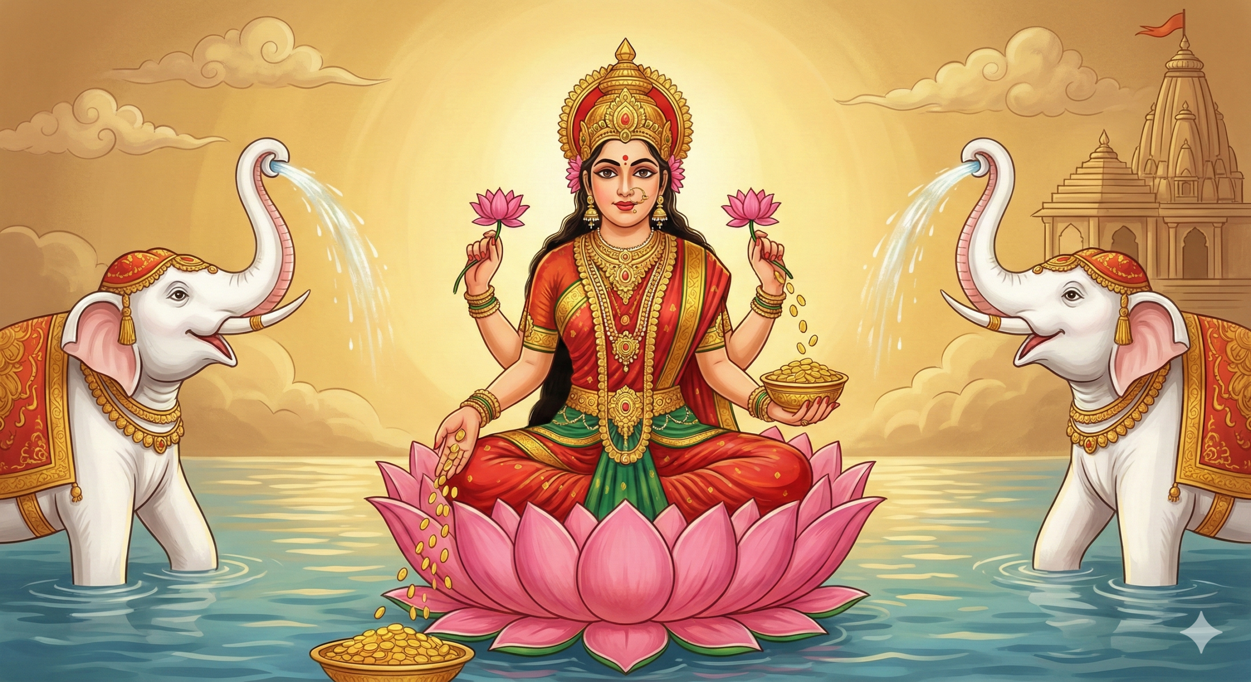 Lakshmi Ganesha Matka Illustration